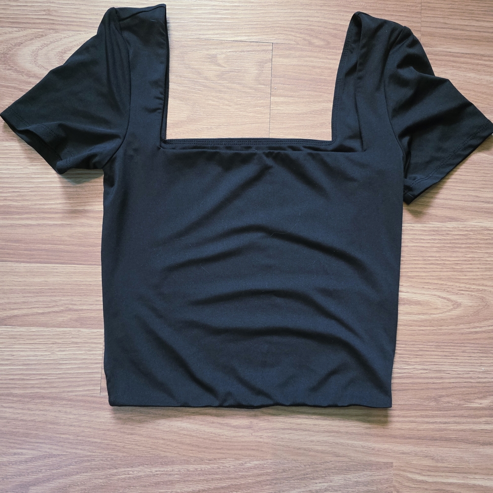 Elegant Black Square Neck Top